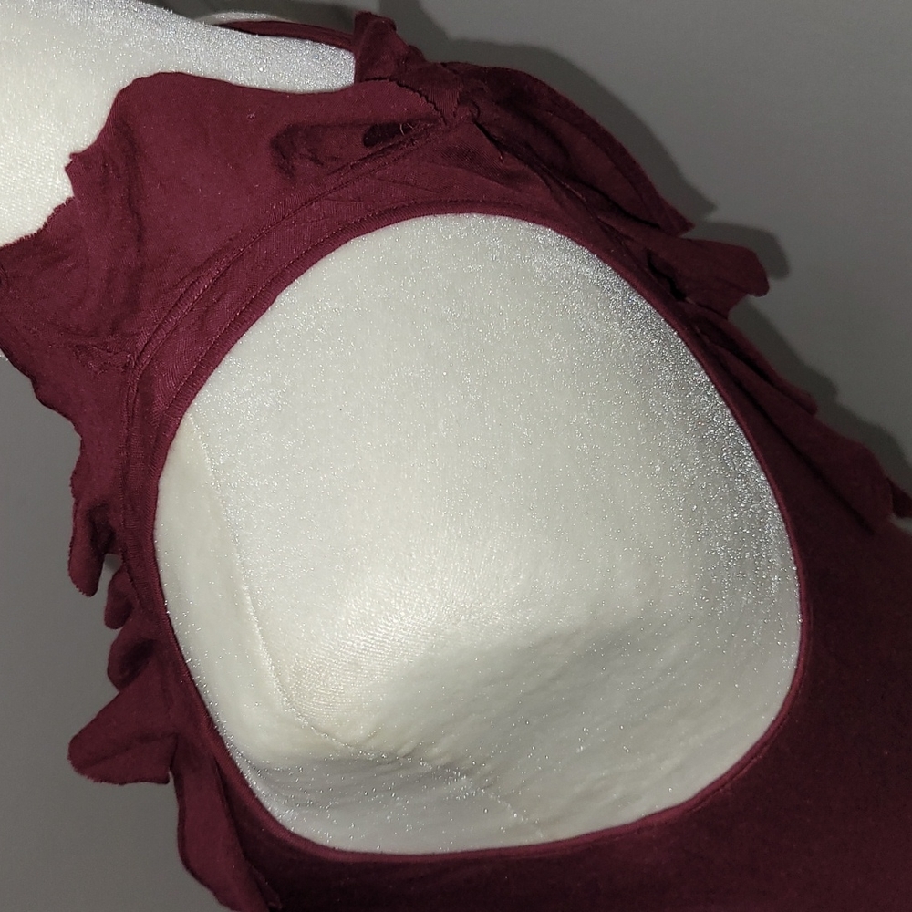 Juicy Couture Burgundy Ruffle Tiered Bottom Mini Summer Dress Size Small GUC - Picture 14 of 16